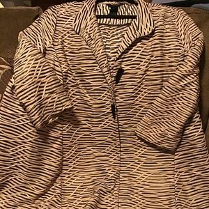 Women’s ali miles 1X Stripe Over Tunic Top. Long Sleeve Two Button